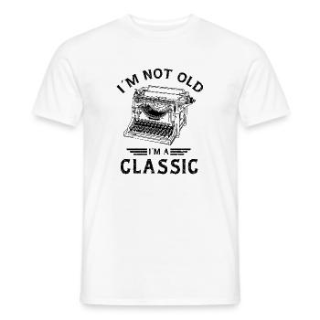 Conception d’art au trait pour machine à écrire vintage - T-shirt homme - blanc - Devant - AI Model Male 178 dark (178cm)