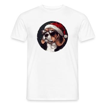 Beagle au chapeau de Noël - T-shirt homme - blanc - Devant - AI Model Male 178 dark (178cm)