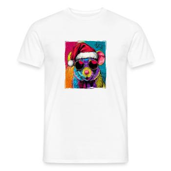Maus Weihnachten Porträt - Männer T-Shirt - Weiß - Vorne - AI Model Male 178 dark (178cm)