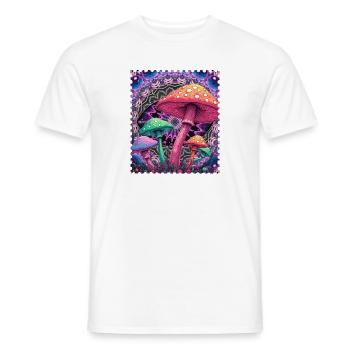 Psychedelic Mushroom Shapes Neon - Men's T-Shirt - white - Front - AI Model Male 178 dark (178cm)