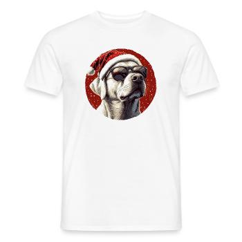 Chien de Noël avec des lunettes de soleil - T-shirt homme - blanc - Devant - AI Model Male 178 dark (178cm)