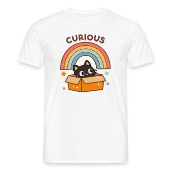Chat Curieux en Carton Arc en Ciel - T-shirt homme - blanc - Devant - AI Model Male 178 dark (178cm)