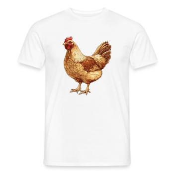 Chicken in a warm gold tone – nature drawing - Men's T-Shirt - white - Front - AI Model Male 178 dark (178cm)
