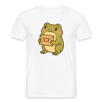 Kawaii Frosch mit Herzbrief – Cute Frog Art - Männer T-Shirt - Weiß - Vorne - AI Model Male 178 dark (178cm)