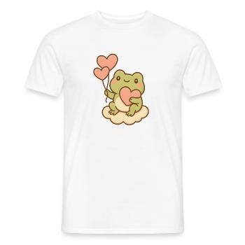 Kawaii Frog with Heart Balloons – Cute Frog Art - Men's T-Shirt - white - Front - AI Model Male 178 dark (178cm)