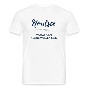 Nordsee – Wo Sorgen kleine Wellen sind - Männer T-Shirt - Weiß - Vorne - AI Model Male 178 dark (178cm)