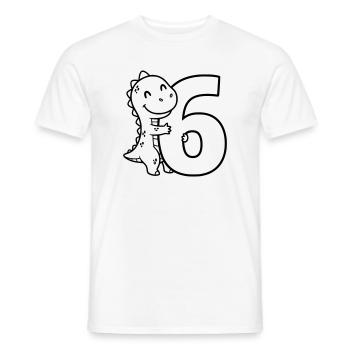 Illustration de dinosaure avec le chiffre 6 - T-shirt homme - blanc - Devant - AI Model Male 178 dark (178cm)