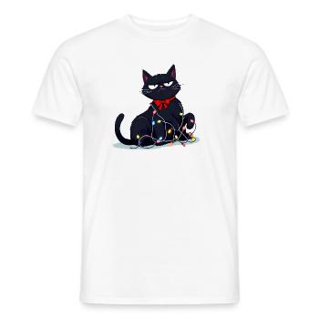 Funny grim cat Christmas - Men's T-Shirt - white - Front - AI Model Male 178 dark (178cm)