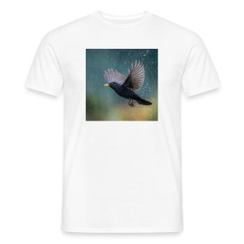 Blackbird in the rain Black thrush in the spring rain - Men's T-Shirt - white - Front - AI Model Male 178 dark (178cm)