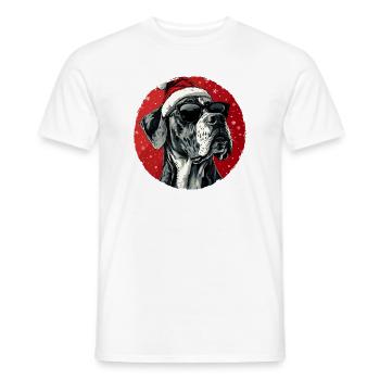 Festliche Dogge mit Sonnenbrille - Männer T-Shirt - Weiß - Vorne - AI Model Male 178 dark (178cm)