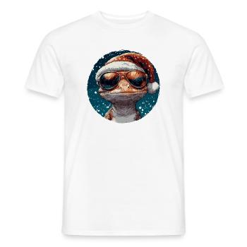 Gecko Santa Hat with Sunglasses - Men's T-Shirt - white - Front - AI Model Male 178 dark (178cm)