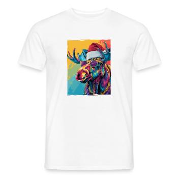 Portrait de Noël de l’orignal - T-shirt homme - blanc - Devant - AI Model Male 178 dark (178cm)