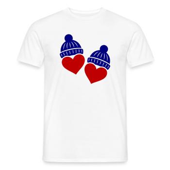 Herzen Winter Mütze Liebe - Männer T-Shirt - Weiß - Vorne - AI Model Male 178 dark (178cm)