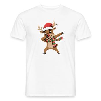 Lustiges Xmas Rentier Cartoon dabbing - Männer T-Shirt - Weiß - Vorne - AI Model Male 178 dark (178cm)