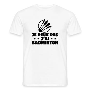 Je Peux Pas J'ai Badminton - T-shirt homme - blanc - Devant - AI Model Male 178 dark (178cm)