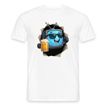 Bière TV - T-shirt homme - blanc - Devant - AI Model Male 178 dark (178cm)