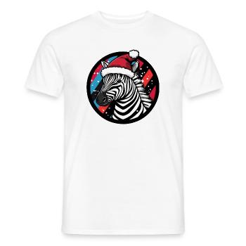 Zebra with Santa hat - Men's T-Shirt - white - Front - AI Model Male 178 dark (178cm)