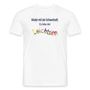 Down with Gravity – Long Live the Light Sin - Men's T-Shirt - white - Front - AI Model Male 178 dark (178cm)