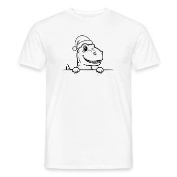 Dessin drôle de lignes de dinosaures de Noël - T-shirt homme - blanc - Devant - AI Model Male 178 dark (178cm)