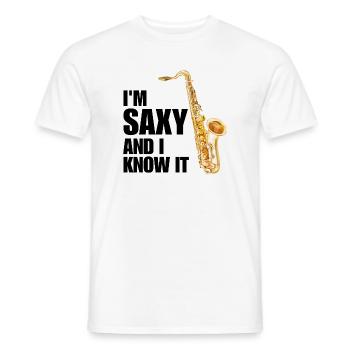 Funny Saxophone Saxophonist Jazz Sax Player Music - Men's T-Shirt - white - Front - AI Model Male 178 dark (178cm)