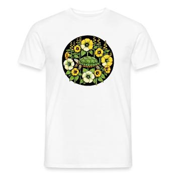 Tortue parmi les Fleurs Dorées - T-shirt homme - blanc - Devant - AI Model Male 178 dark (178cm)