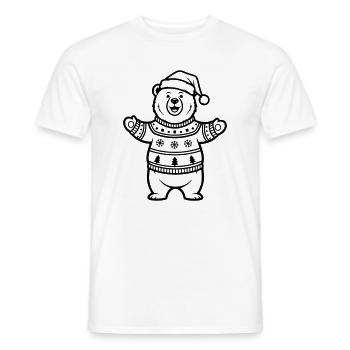 Cute Christmas Bear Line Art - Men's T-Shirt - white - Front - AI Model Male 178 dark (178cm)