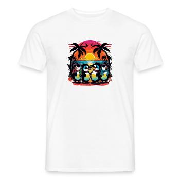 Sonnenuntergangspinguine am Palmenstrand - Männer T-Shirt - Weiß - Vorne - AI Model Male 178 dark (178cm)