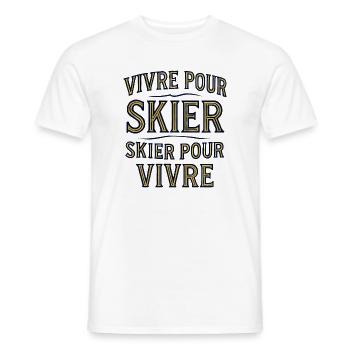 Lebe zum Skifahren, Ski zum Leben - Männer T-Shirt - Weiß - Vorne - AI Model Male 178 dark (178cm)