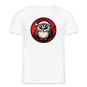 Winter Eule im Santa Hut - Männer T-Shirt - Weiß - Vorne - AI Model Male 178 dark (178cm)
