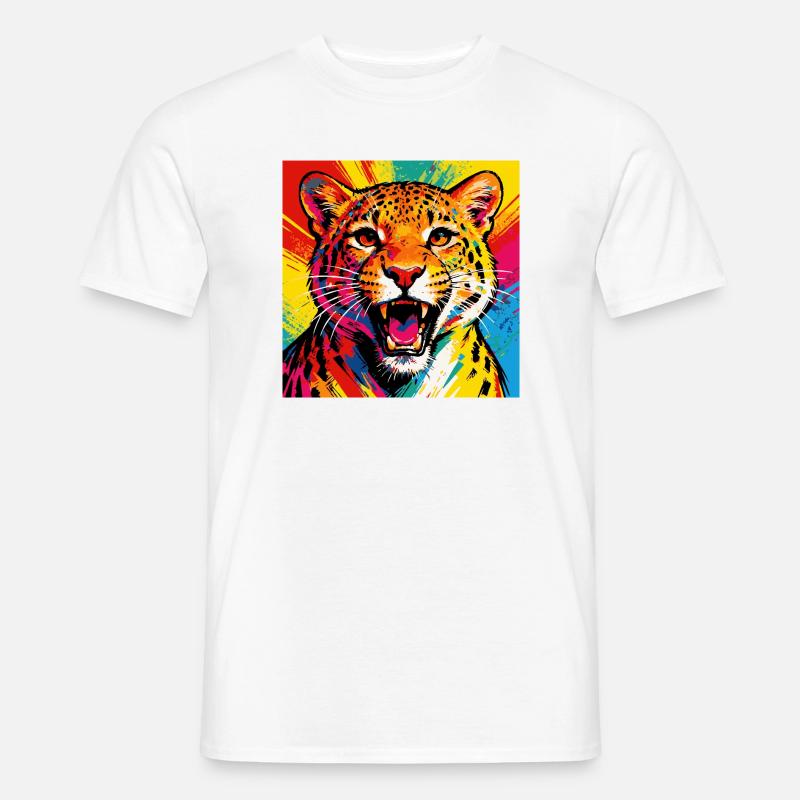 Explosion de couleurs du léopard pop art - T-shirt homme - blanc