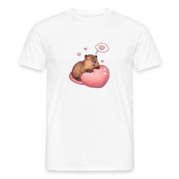 Schlafendes Capybara – Cozy Herzmotiv - Männer T-Shirt - Weiß - Vorne - AI Model Male 178 dark (178cm)