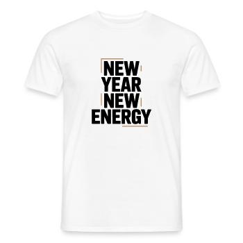 Typographie de l’énergie du Nouvel An - T-shirt homme - blanc - Devant - AI Model Male 178 dark (178cm)