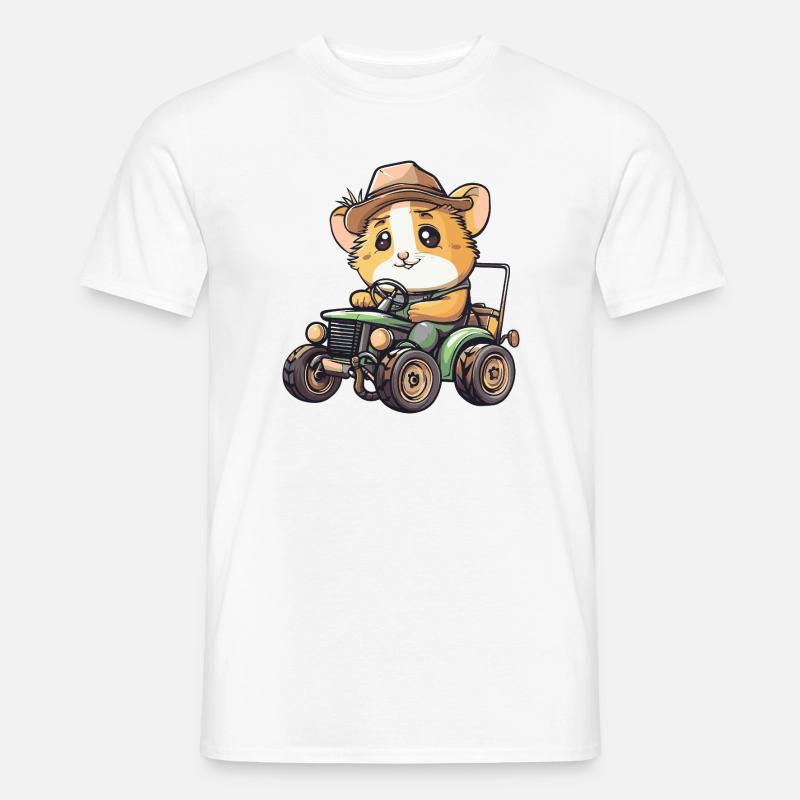 Hamster Traktor Farmer - Männer T-Shirt - Weiß