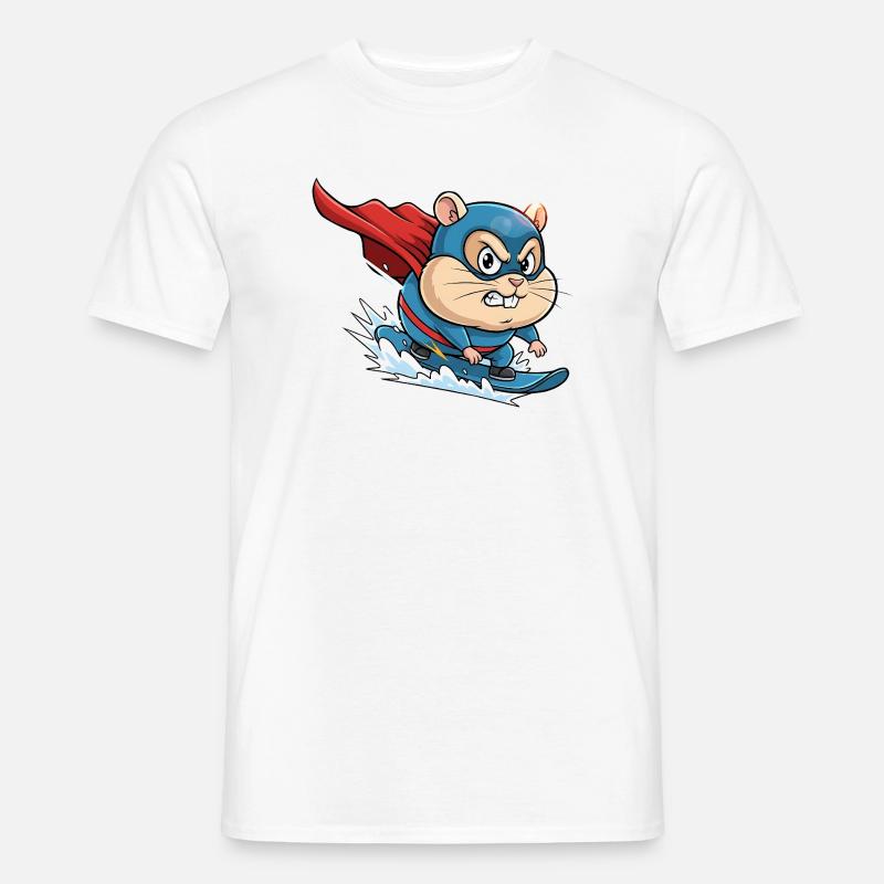 Superheld Hamster Surf Skate Cartoon - Männer T-Shirt - Weiß