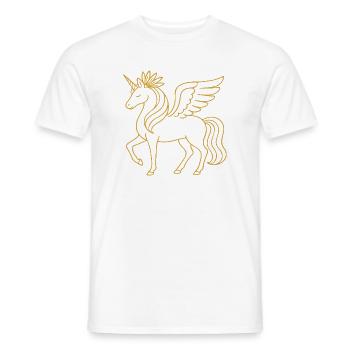Art fantastique élégant de la ligne dorée Pégase unicorne - T-shirt homme - blanc - Devant - AI Model Male 178 dark (178cm)