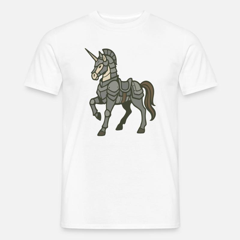 Fantasy-Design schwer gepanzerter Einhornritter - Männer T-Shirt - Weiß