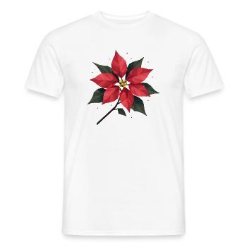Poinsettia moderne en rouge chaud et vert - T-shirt homme - blanc - Devant - AI Model Male 178 dark (178cm)
