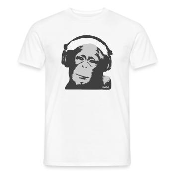 DJ Monkey Headphones - Music Streetwear Grey - Men's T-Shirt - white - Front - AI Model Male 178 dark (178cm)