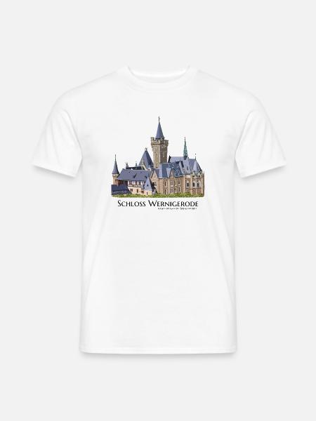Schloss Wernigerode im Harz, Handzeichnung - Männer T-Shirt - Weiß