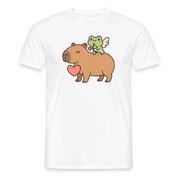 Capybara & Amor-Frosch – Süßes Valentinsmotiv - Männer T-Shirt - Weiß - Vorne - AI Model Male 178 dark (178cm)