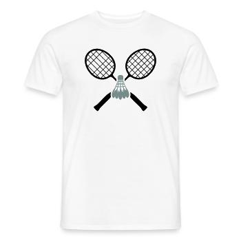Logo du badminton – Raquettes croisées & Badminton - T-shirt homme - blanc - Devant - AI Model Male 178 dark (178cm)
