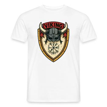 Emblème du casque du Bouclier viking - T-shirt homme - blanc - Devant - AI Model Male 178 dark (178cm)