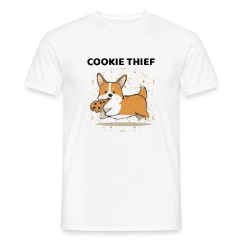 Corgi Cookie Thief Funny Dog Design - Men's T-Shirt - white - Front - AI Model Male 178 dark (178cm)