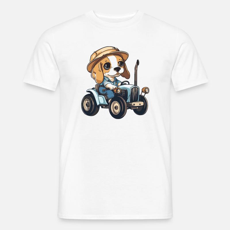 Beagle Hunde Traktor Farmer - Männer T-Shirt - Weiß