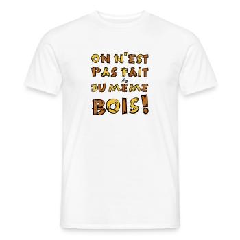 WE ARE NOT MADE OF THE SAME WOOD! - Men's T-Shirt - white - Front - AI Model Male 178 dark (178cm)