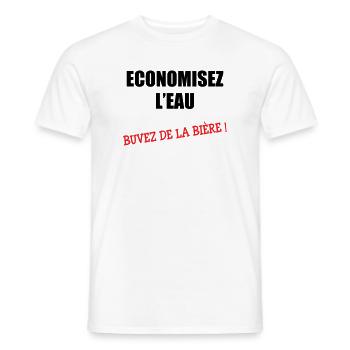 Save water, drink beer - Men's T-Shirt - white - Front - AI Model Male 178 dark (178cm)