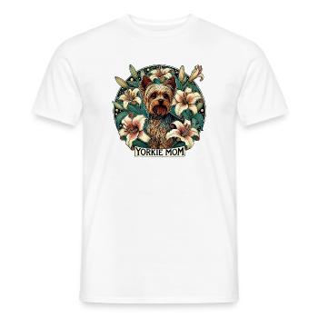 Maman Yorkie dans le cercle du jardin des lys - T-shirt homme - blanc - Devant - AI Model Male 178 dark (178cm)