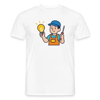 Craftsman with light bulb and screwdriver - Men's T-Shirt - white - Front - AI Model Male 178 dark (178cm)