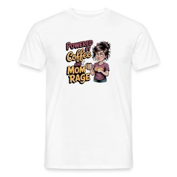 Powered by Coffee and Mom Rage - Mothers day gift - Men's T-Shirt - white - Front - AI Model Male 178 dark (178cm)