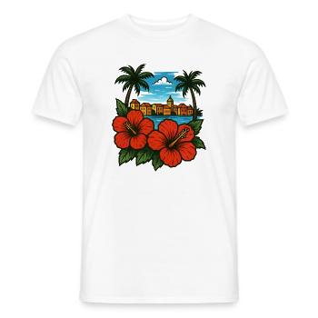 Hibiscus Coastal Paradise Caribbean - Men's T-Shirt - white - Front - AI Model Male 178 dark (178cm)